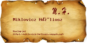 Miklovicz Héliosz névjegykártya